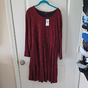 Torrid Red Ribbed Knit Babydoll Dress
